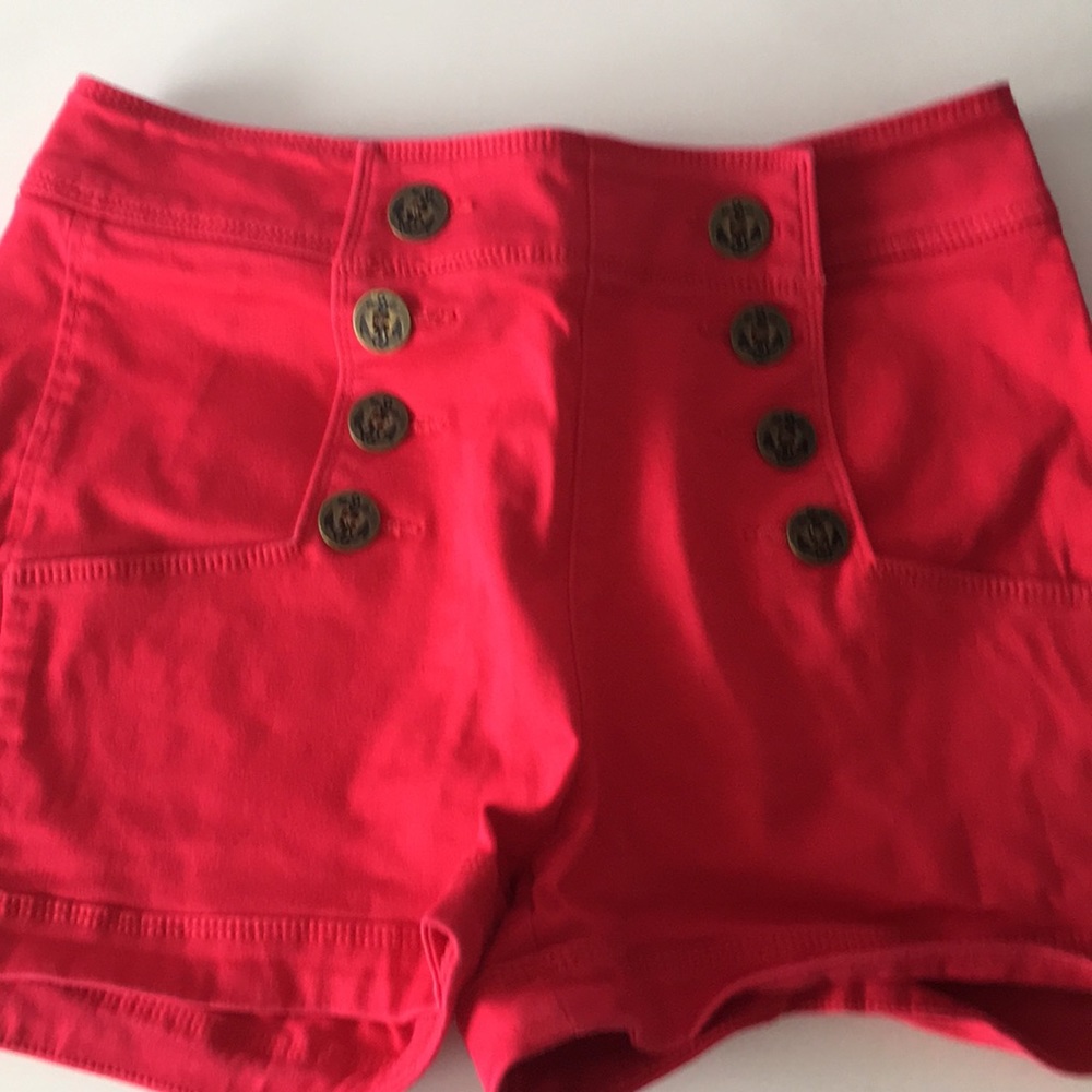 High waisted red shorts